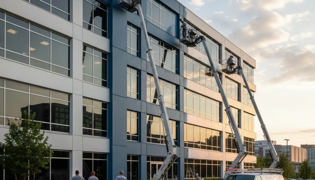 Professional commercial painters in San Francisco CA applying durable finishes to office exteriors
