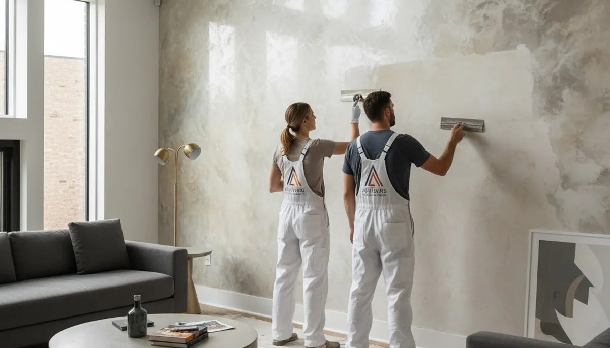 Faux painting on Victorian home interior walls in San Francisco, CA by expert decorative painters